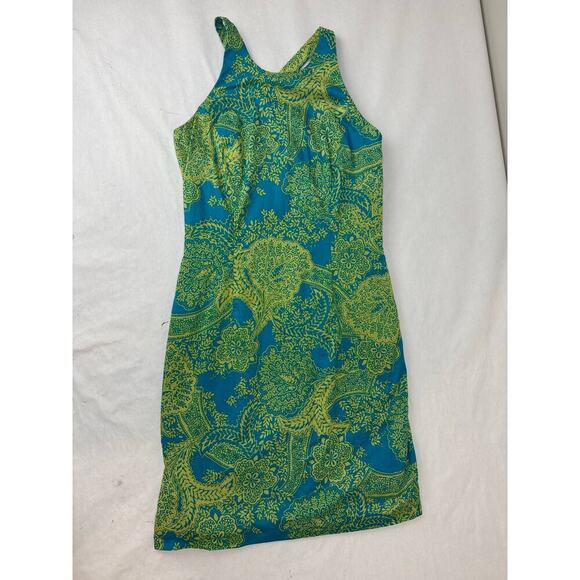 Open Back Dress Boho Details Floral Print Cottage Blue Yellow Twee Size 6 - Picture 2 of 11